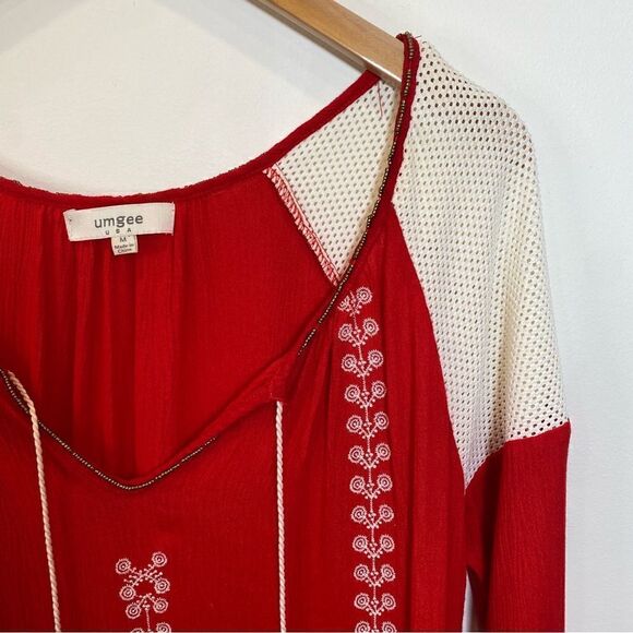 Umgee red boho embroidered tunic top size medium - Picture 4 of 10